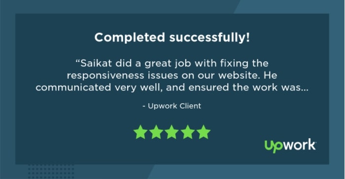 Client review screenshot from Upwork