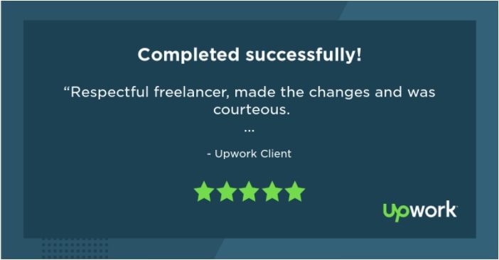 Client review screenshot from Upwork